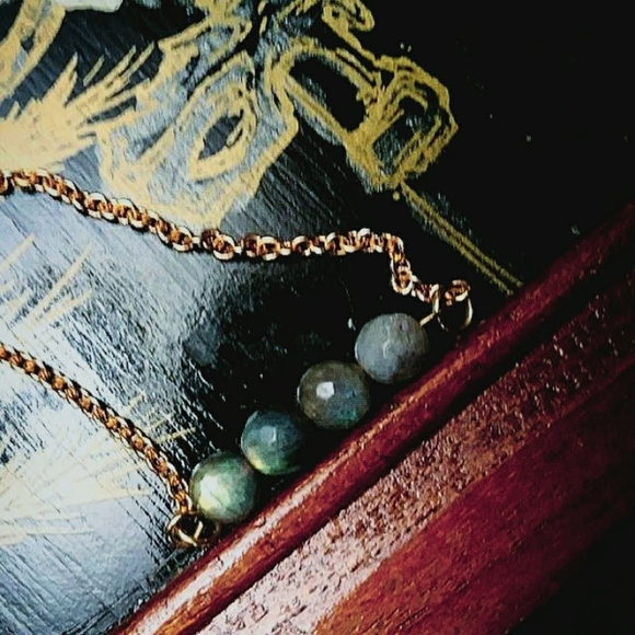 SALE New 12k Solid RG Rainbow/Bluefire Labradorite Mala - Picture 6 of 6